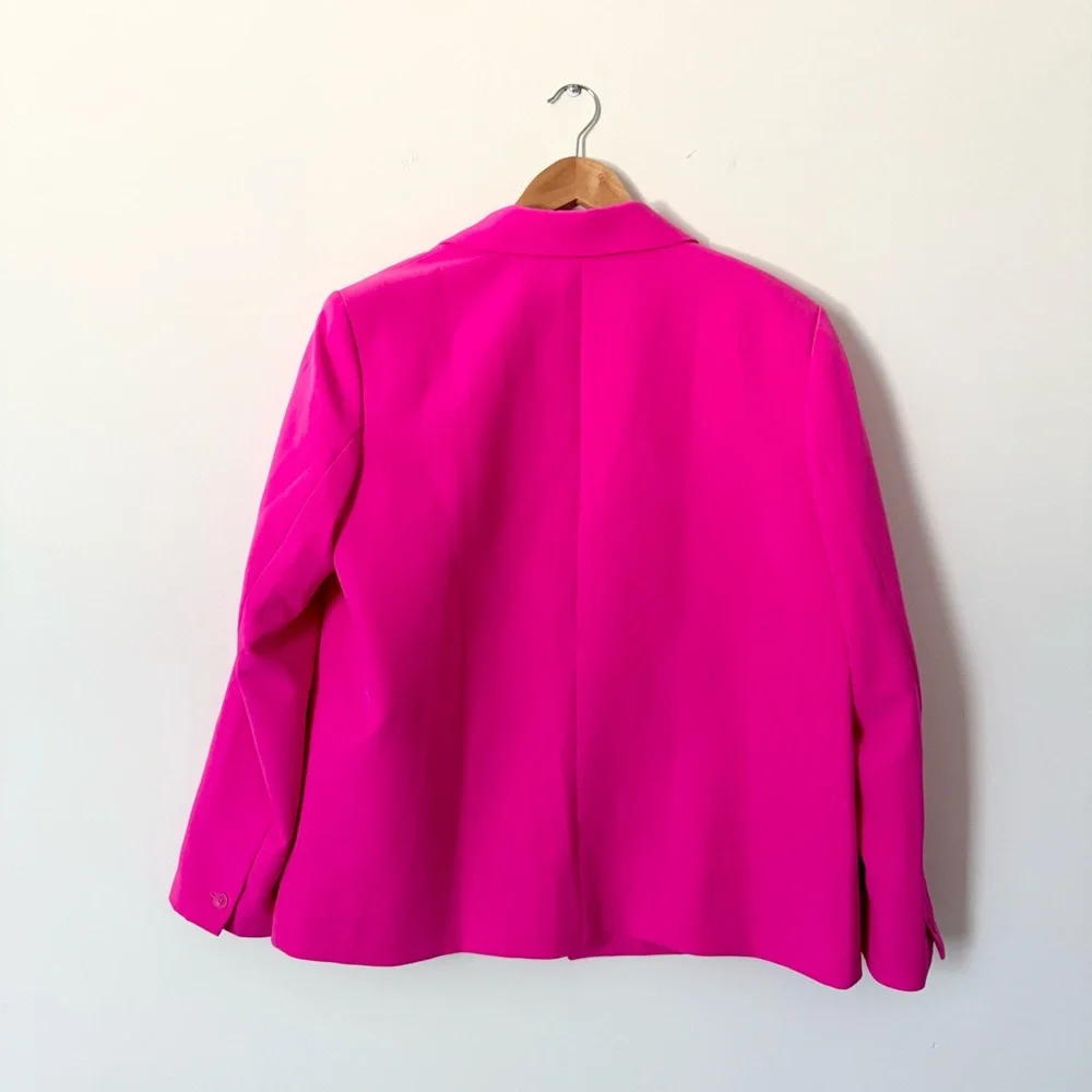 DKNY Hot Pink Blazer Jacket Single Button Stretch Size L - Picture 7 of 9